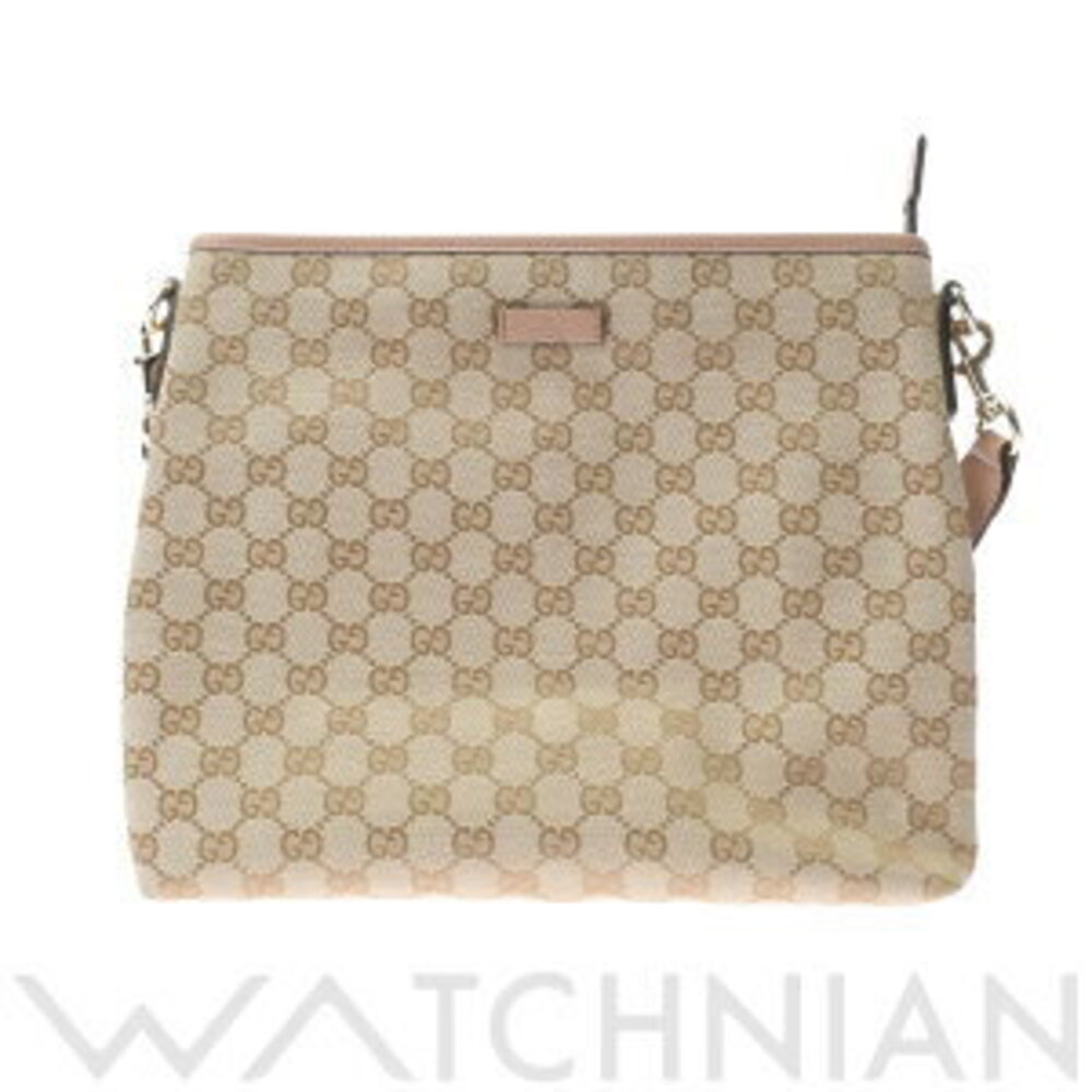 Gucci GG Canvas Beige Pink Leather Shoulder Bag